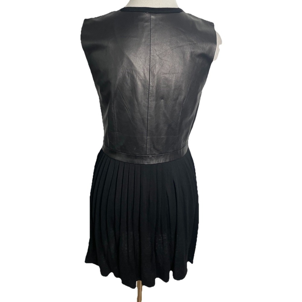 Aiko Sleeveless Black  Leather‎ Silk Peplum Tunic Top Medium - Picture 2 of 4